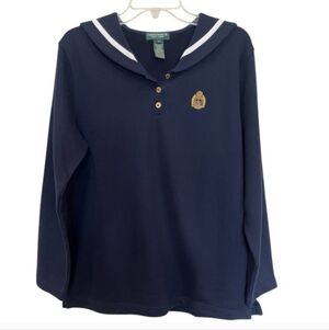Vintage Ralph Lauren Long Sleeve Nautical Sweater Top Navy L
